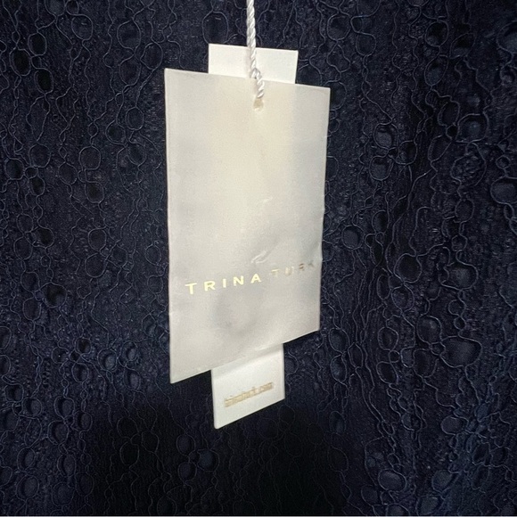 Trina Turk Dresses TD13R047 Navy Jeweled Neckline Lace Overlay, New with Tags - Picture 4 of 7